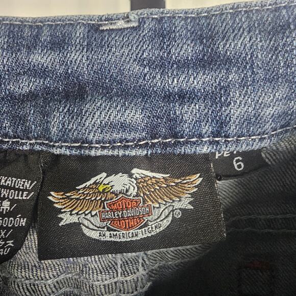Harley-Davidson Bootcut Jeans Women’s Size 6 Vintage Y2K Eagle Patch Denim - Picture 4 of 6